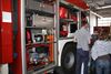 Nejnovější auto stanice -Magirus s otevřenými roletami - levá strana